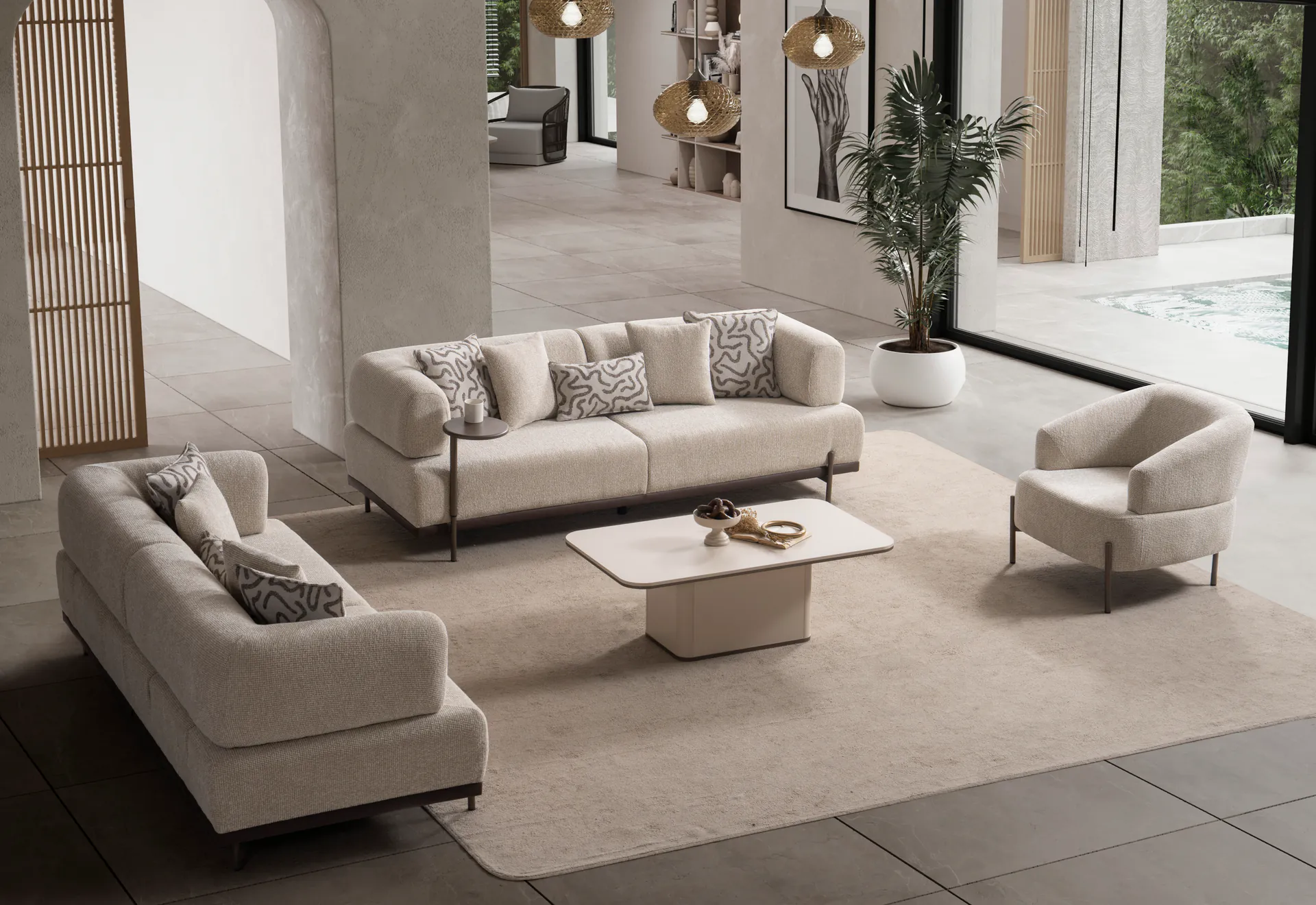 Verona Krem Koltuk Takımı